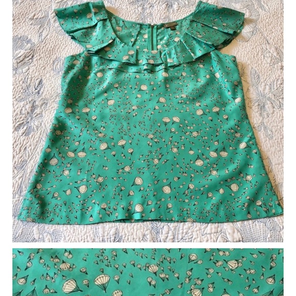❌SOLD❌ DO NOT BUY🚫Anthro 100% Silk Aqua Hot Air Balloon Whimsical Print Blouse - Picture 7 of 14